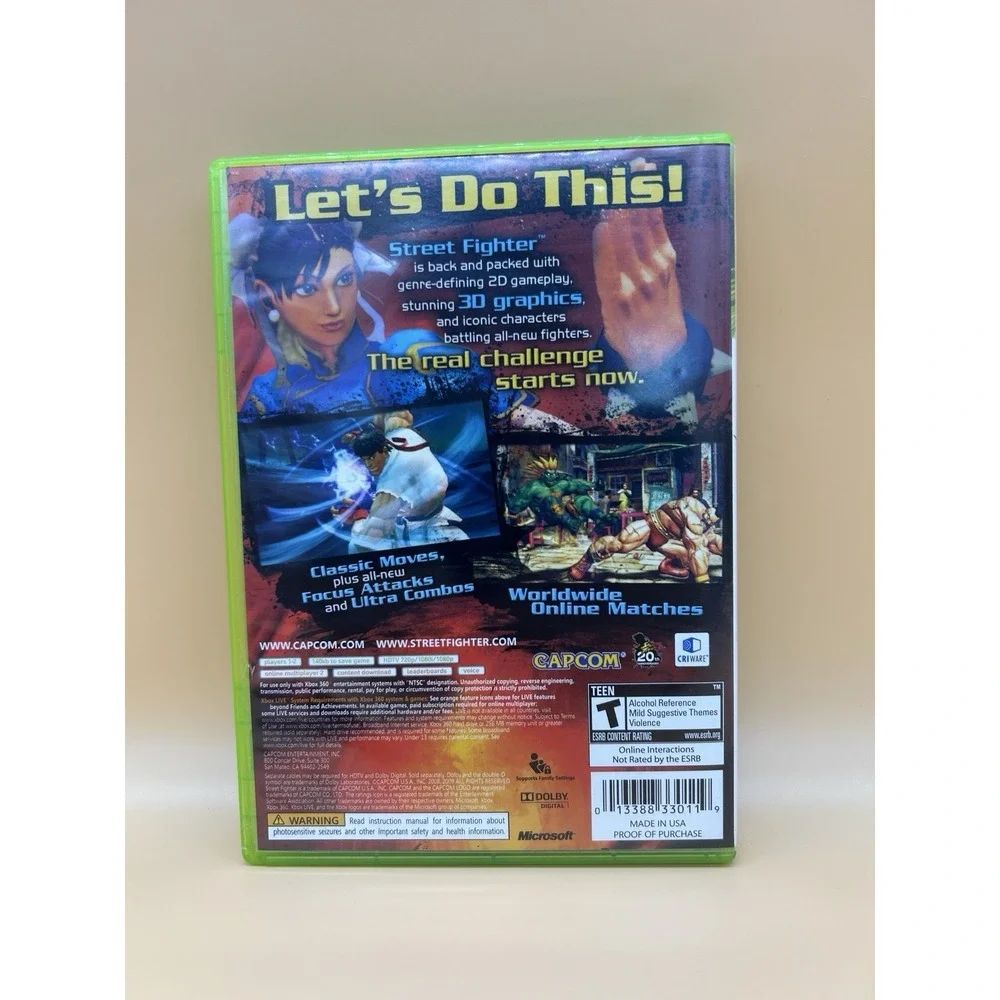 Street Fighter IV Xbox 360 LIVE Complete CIB W/ Manual Tested‎ Working Capcom